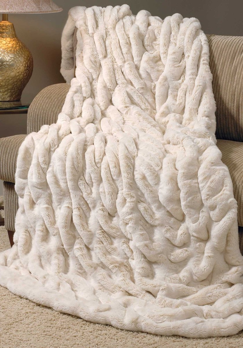 Ivory faux fur throw blanket sale