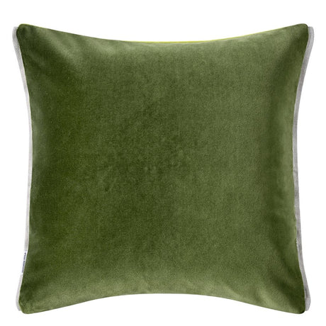 Throw Pillow - Back of Designers Guild Varese Lime Green and Fir Velvet Throw Pillow