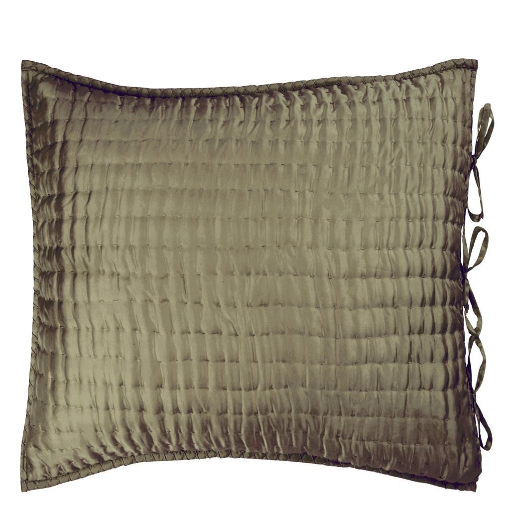 Chenevard Espresso & Birch Silk Euro Sham - Front View | Designers Guild