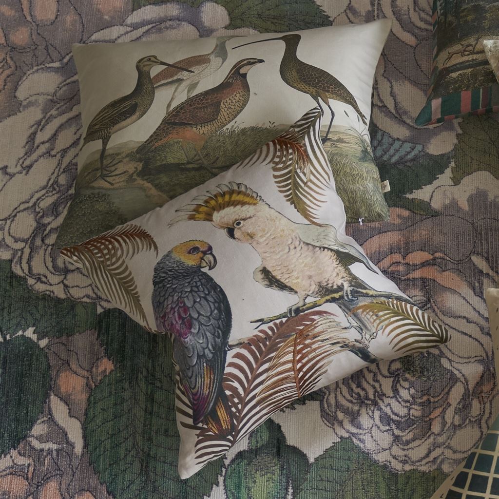 John Derian Parrot And Palm Parchment Decorative Pillow