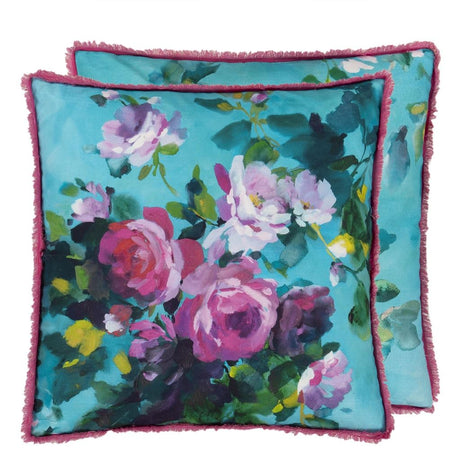 Bouquet de Roses - Turquoise - Cushion - 20" x 20"