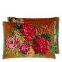 Fleurs d artistes Velours - Terracotta - Cushion - 18" X 24" - throw pillow