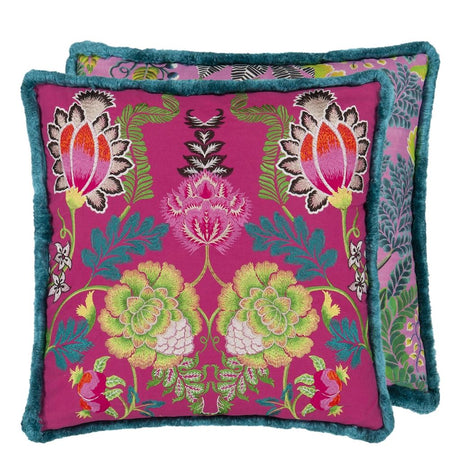 Brocart Decoratif Embroidered - Cerise - Cushion - 20" x 20"