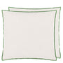 Brera Lino - Alabaster with Emerald overlocked edge - Cushion - 17" x 17"