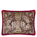 Rose de Damas Embroidered - Cranberry - Cushion - 18" X 24"