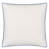 Brera Lino - Alabaster with Cobalt overlocked edge - Cushion - 17" x 17"