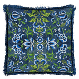 Rose de Damas Embroidered - Indigo - Cushion - 20" x 20"