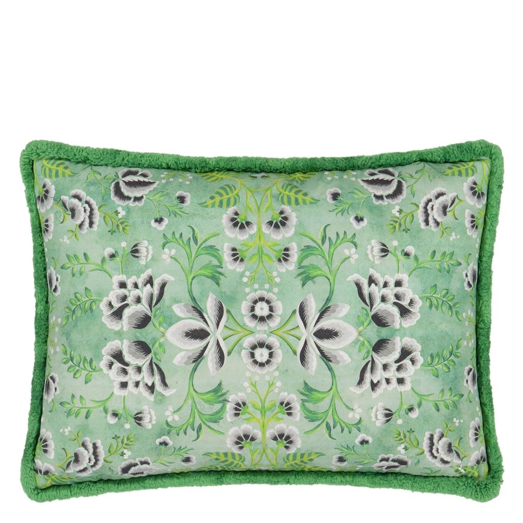 Rose de Damas Embroidered - Jade - Cushion - 18" X 24"