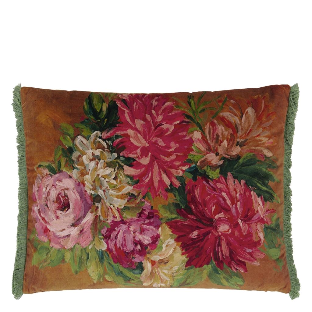 Fleurs d artistes Velours - Terracotta - Cushion - 18" X 24"