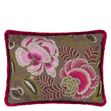 Rose de Damas Embroidered - Cranberry - Cushion - 18" X 24"