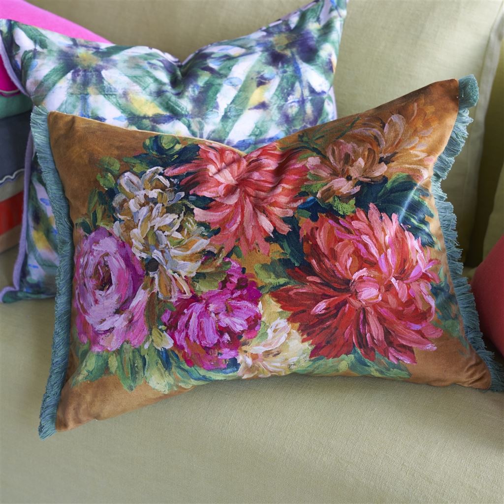 Fleurs d artistes Velours - Terracotta - Cushion - 18" X 24"