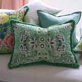 Rose de Damas Embroidered - Jade - Cushion - 18" X 24"