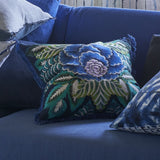 Rose de Damas Embroidered - Indigo - Cushion - 20" x 20"