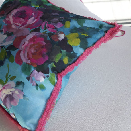 Bouquet de Roses - Turquoise - Cushion - 20" x 20"