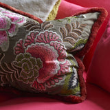 Rose de Damas Embroidered - Cranberry - Cushion - 18" X 24"