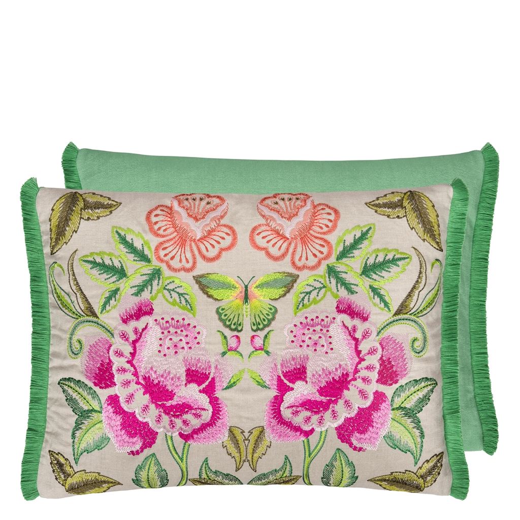 Isabella Embroidered - Fuchsia - Cushion - 18" X 24"