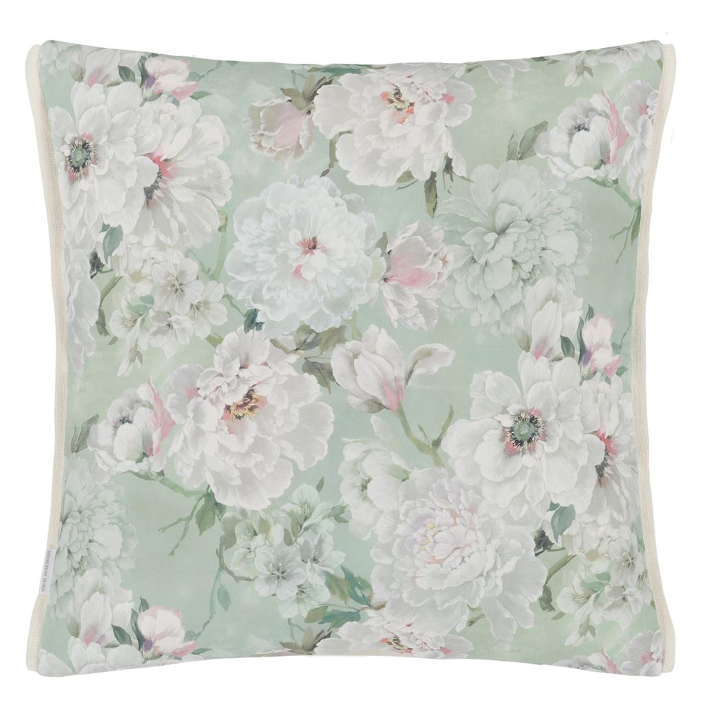 Fleur Blanche - Eau de Nil - Cushion - 20" x 20"