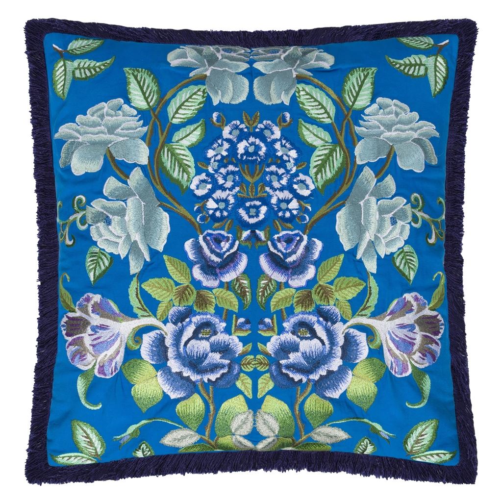 Eleonora Embroidered - Cobalt - Cushion - 22" X 22"