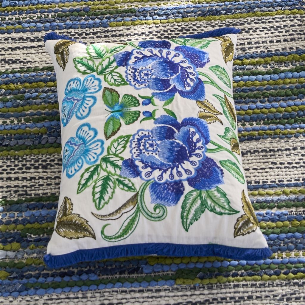 Isabella Embroidered - Cobalt - Cushion - 18" X 24"