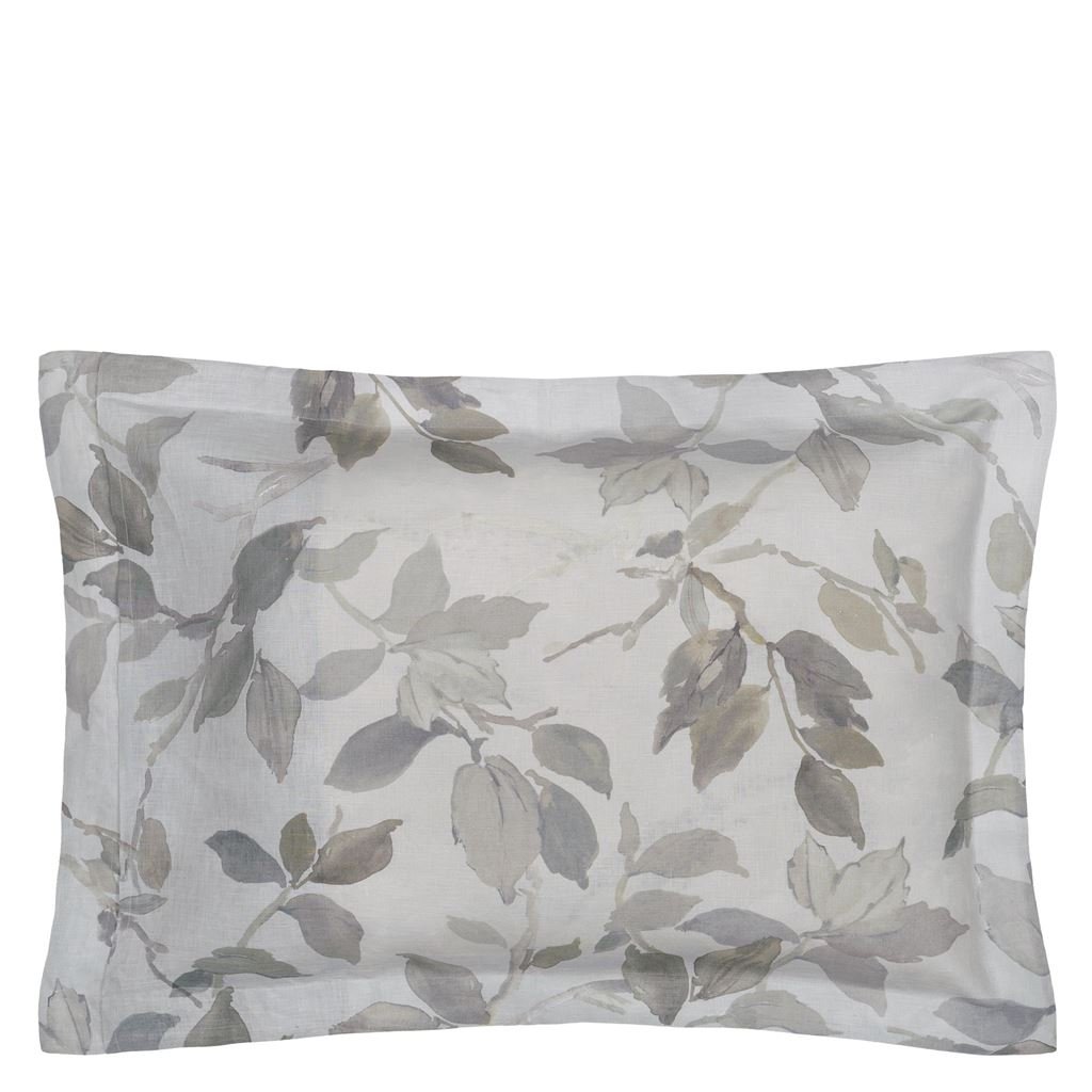 Pillow Sham Back - Designers Guild Fleurs Blanche Platinum 100% Linen Bedding