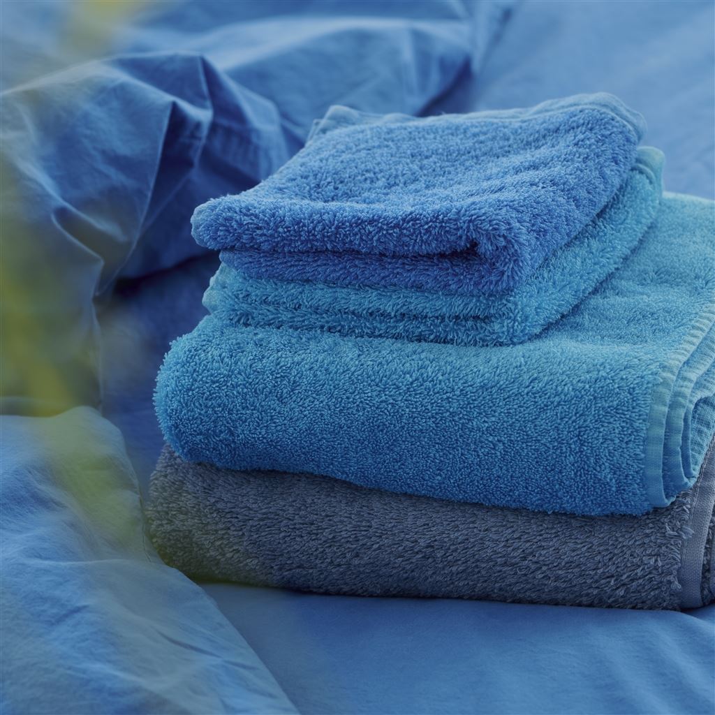 Designers Guild Loweswater Cobalt Towels at Fig Linens and Home - 3