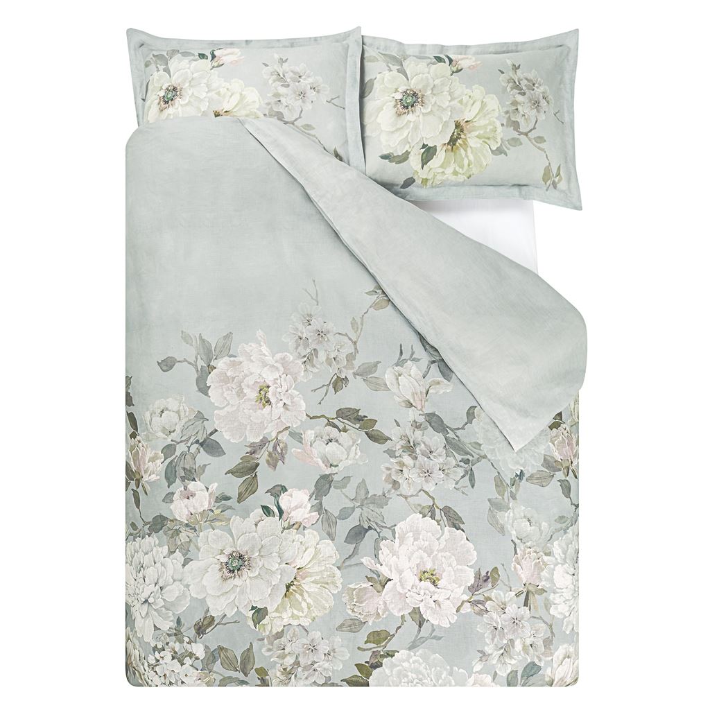 Duvet Cover - Designers Guild Fleurs Blanche Platinum 100% Linen Bedding