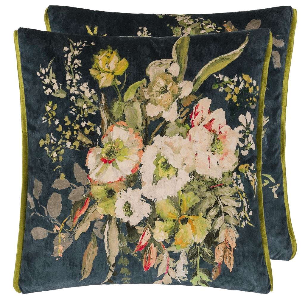 Designers Guild Margaretta Velours Noir Cushion at Fig Linens and Home - 14