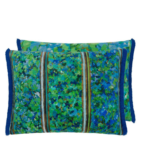 Designers Guild Sanzai Cobalt Velvet Cushion at Fig Linens and Home - 4