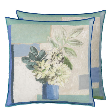 Designers Guild Celadon Vase Delft Cotton Cushion at Fig Linens and Home - 8