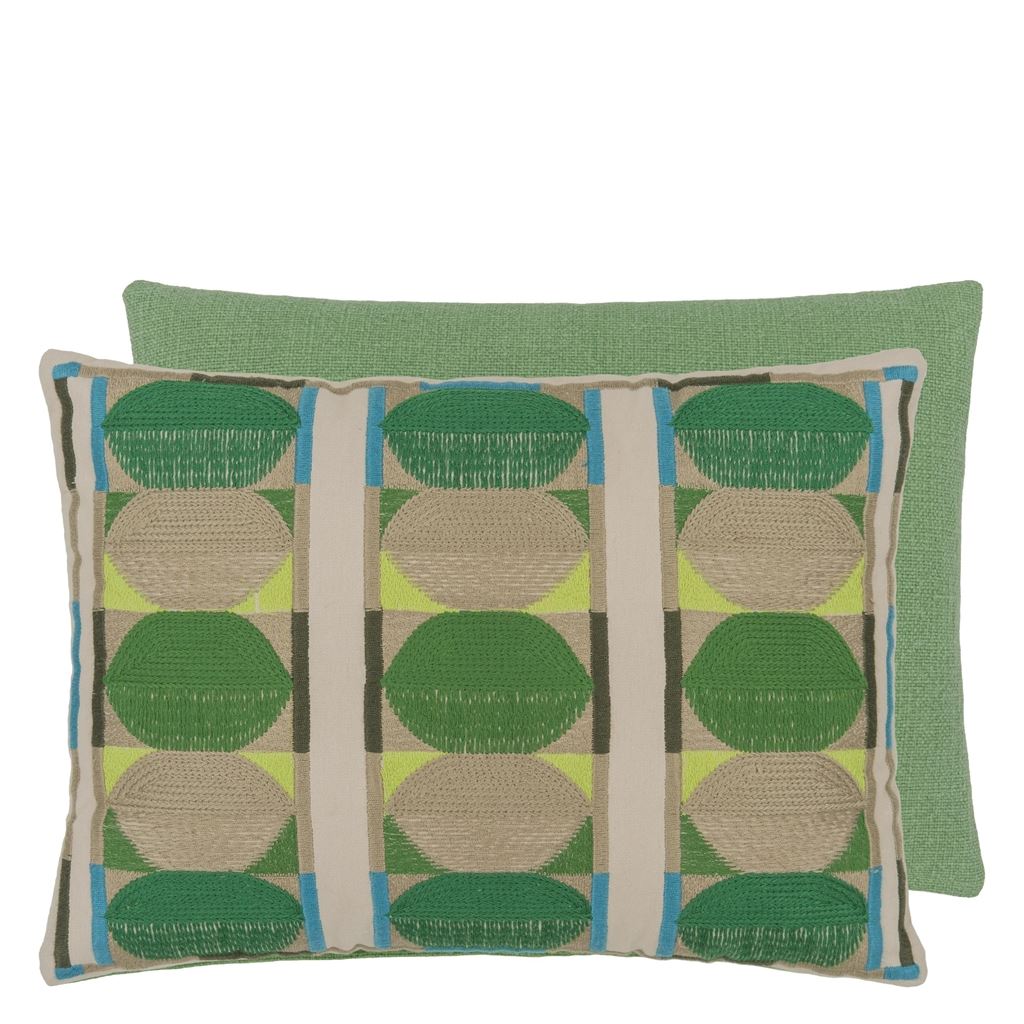 Designers Guild Kushime Emerald Cotton Cushion at Fig Linens and Home - 3