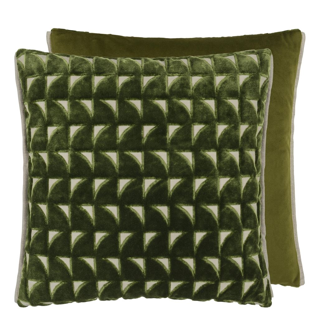 Designers Guild Marquise Fern Velvet Cushion at Fig Linens and Home - 11