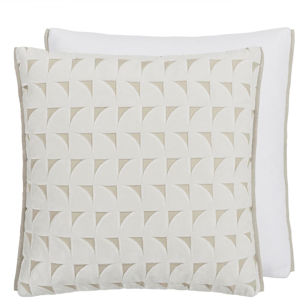 Designers Guild Marquise Chalk Velvet Cushion at Fig Linens and Home - 3