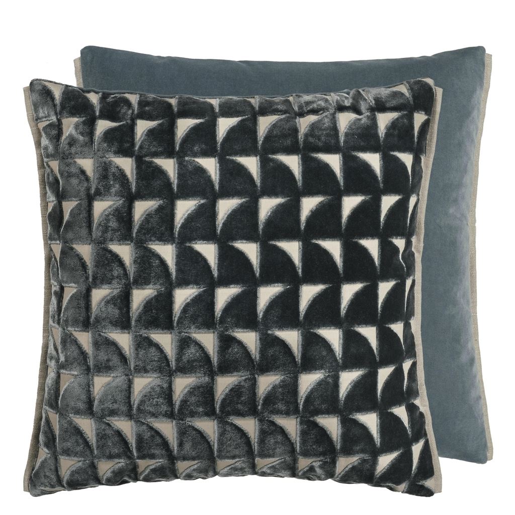 Designers Guild Marquise Graphite Velvet Cushion at Fig Linens and Home - 4