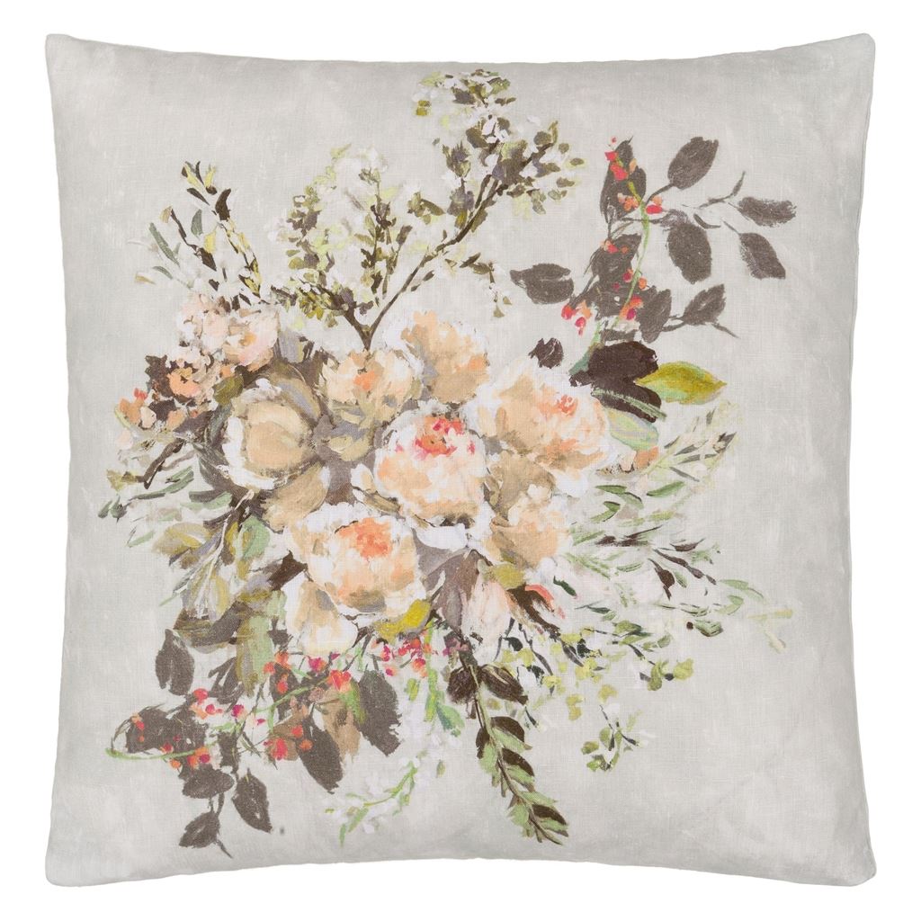 Designers Guild Margaretta Linen Sepia Cushion at Fig Linens and Home - 4