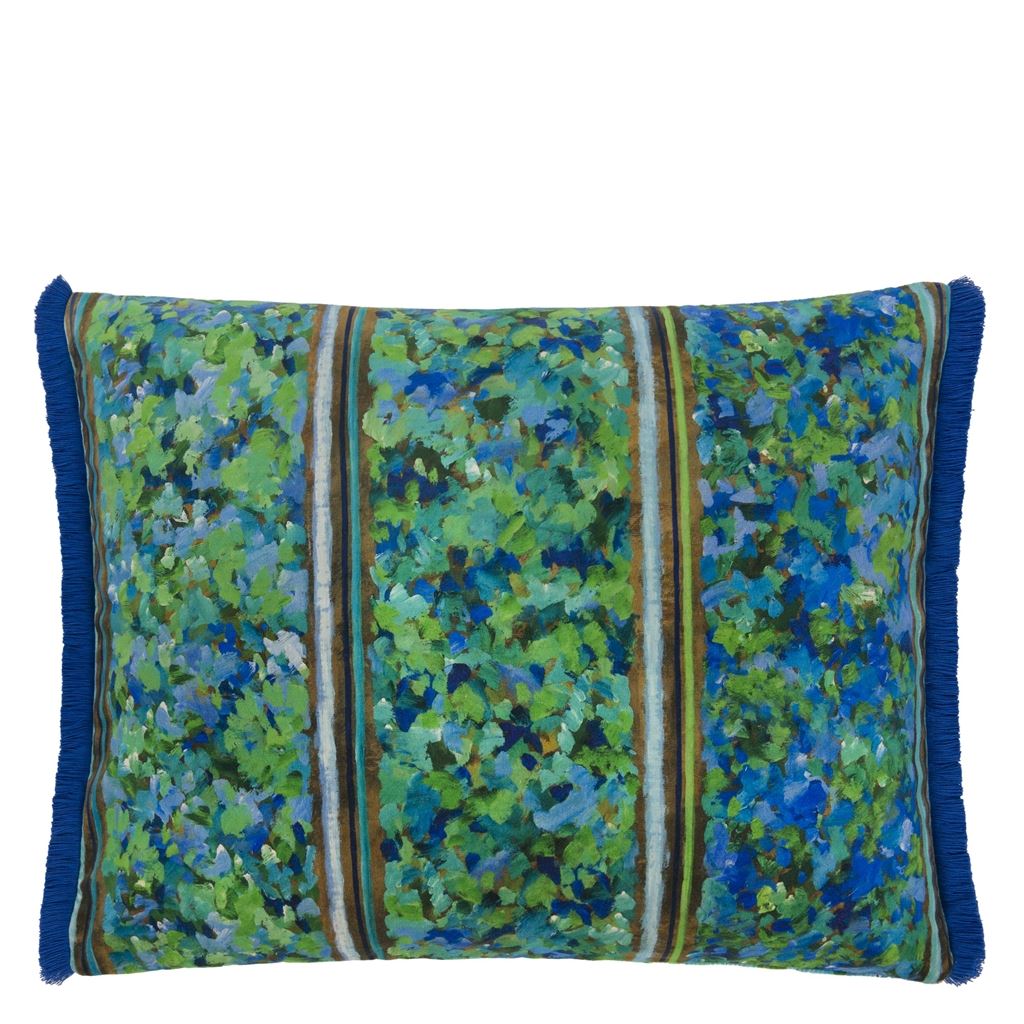 Designers Guild Sanzai Cobalt Velvet Cushion at Fig Linens and Home - 8