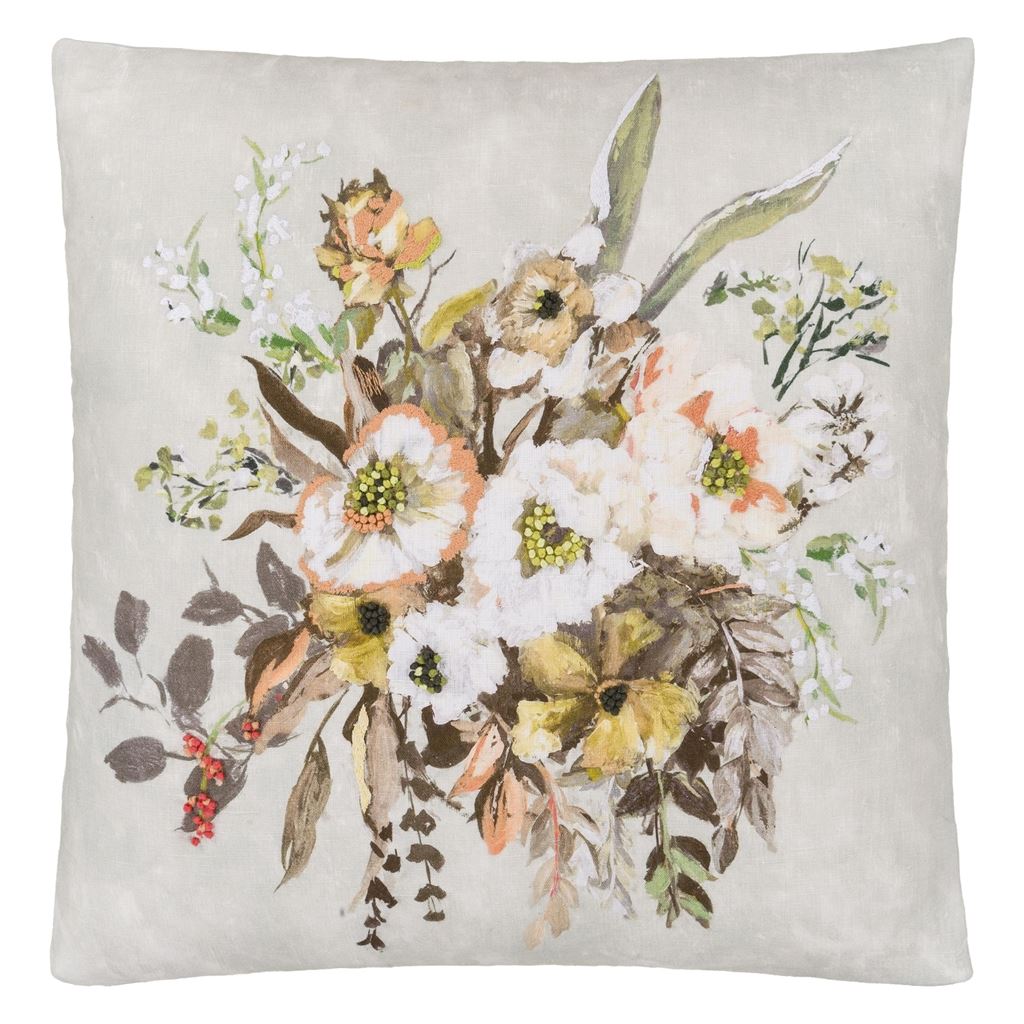 Designers Guild Margaretta Linen Sepia Cushion at Fig Linens and Home - 3