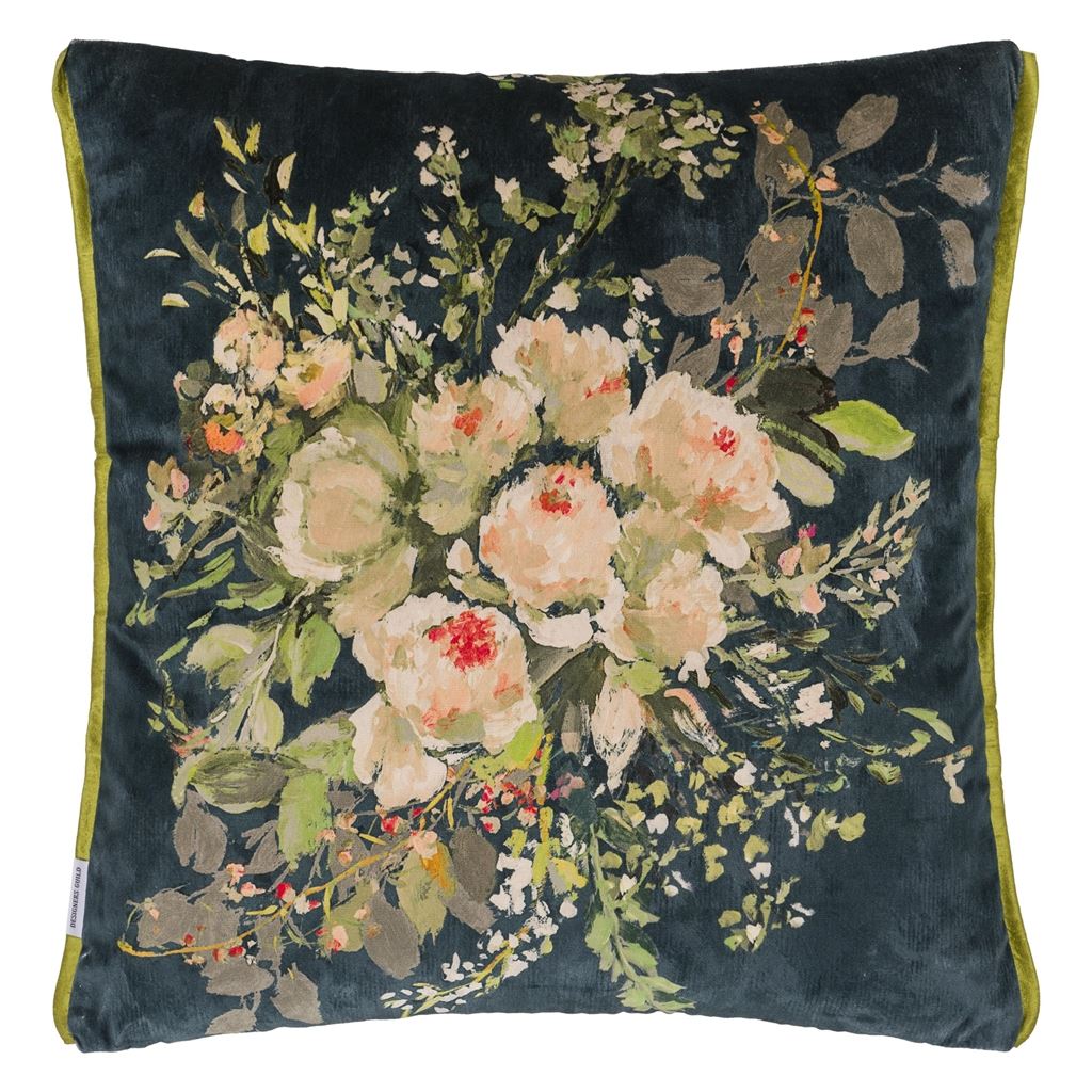 Designers Guild Margaretta Velours Noir Cushion at Fig Linens and Home - 3