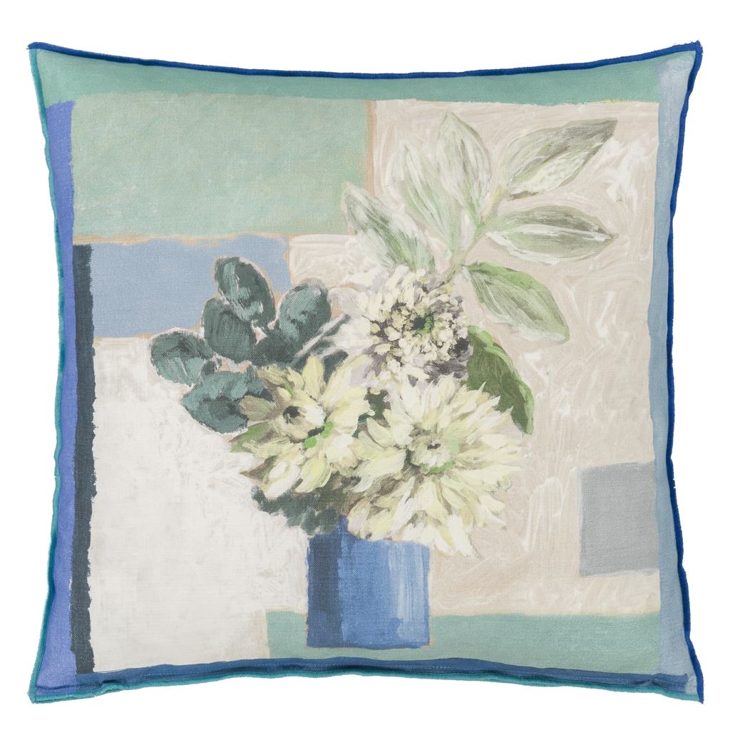 Designers Guild Celadon Vase Delft Cotton Cushion at Fig Linens and Home - 11