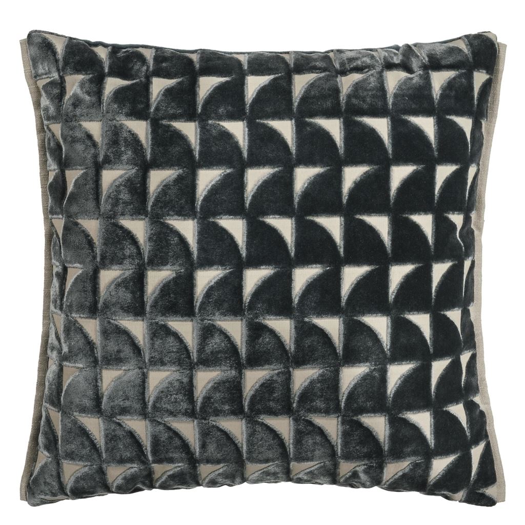 Designers Guild Marquise Graphite Velvet Cushion at Fig Linens and Home - 6