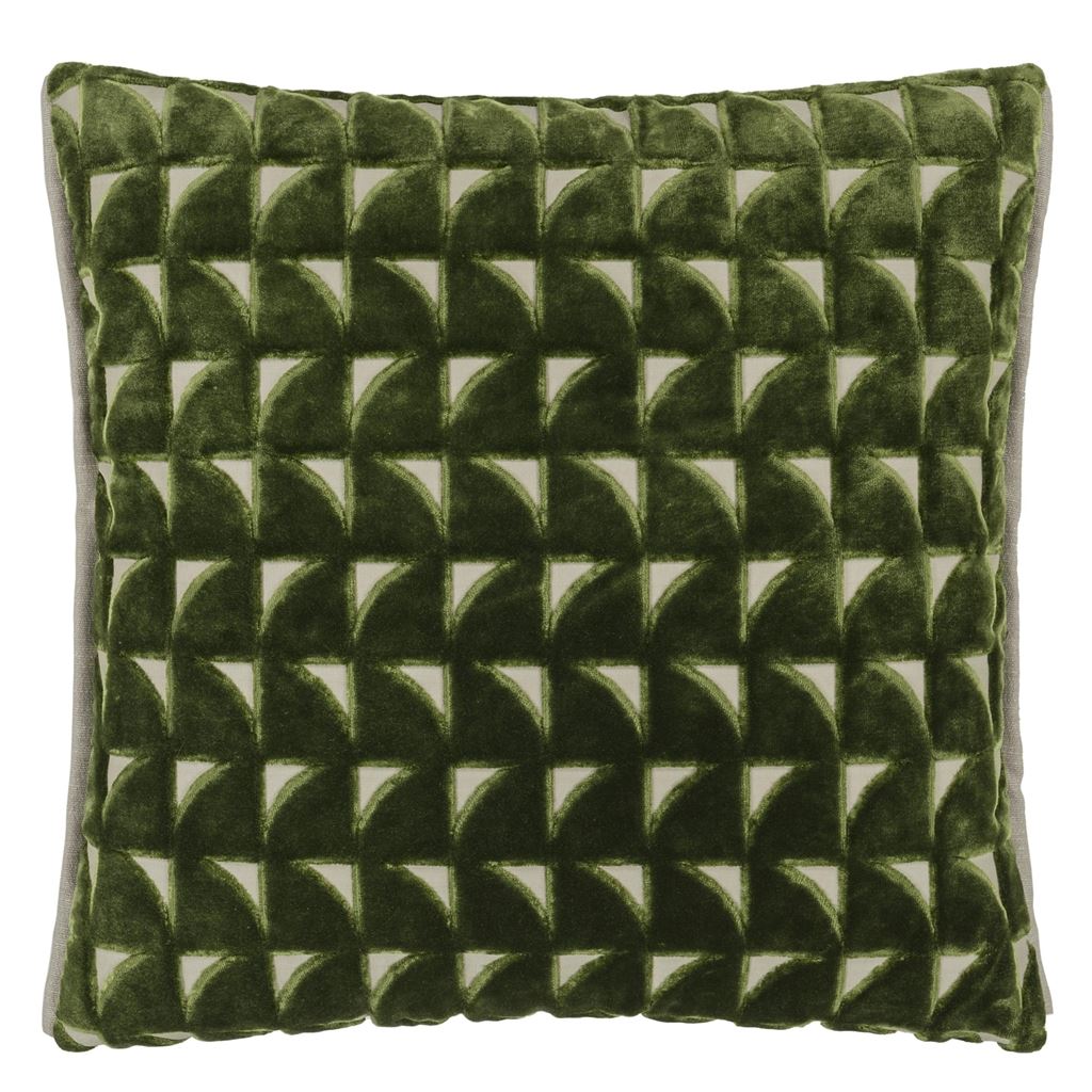 Designers Guild Marquise Fern Velvet Cushion at Fig Linens and Home - 15