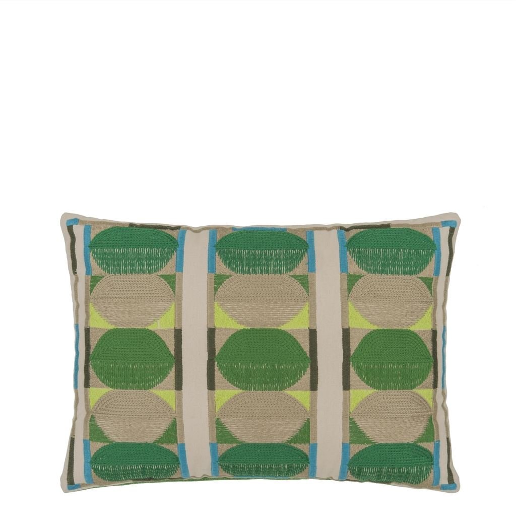 Designers Guild Kushime Emerald Cotton Cushion at Fig Linens and Home - 8