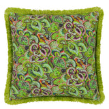 Designers Guild Leaf Glaze Emerald Cotton Cushion at Fig Linens and Home - 10