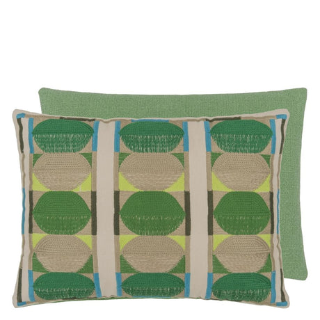 Designers Guild Kushime Emerald Cotton Cushion at Fig Linens and Home - 2