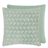 Designers Guild Marquise Duck Egg Velvet Cushion at Fig Linens and Home - 5