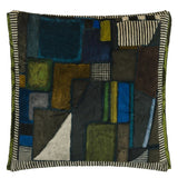 Designers Guild Raku Patchwork Chocolate Velvet Cushion at Fig Linens and Home - 6