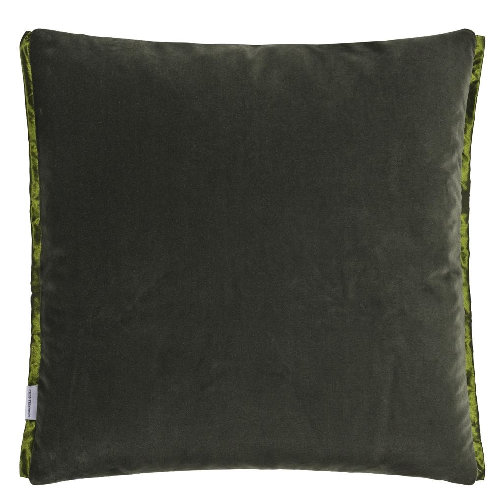 Designers Guild Raku Patchwork Chocolate Velvet Cushion at Fig Linens and Home - 7