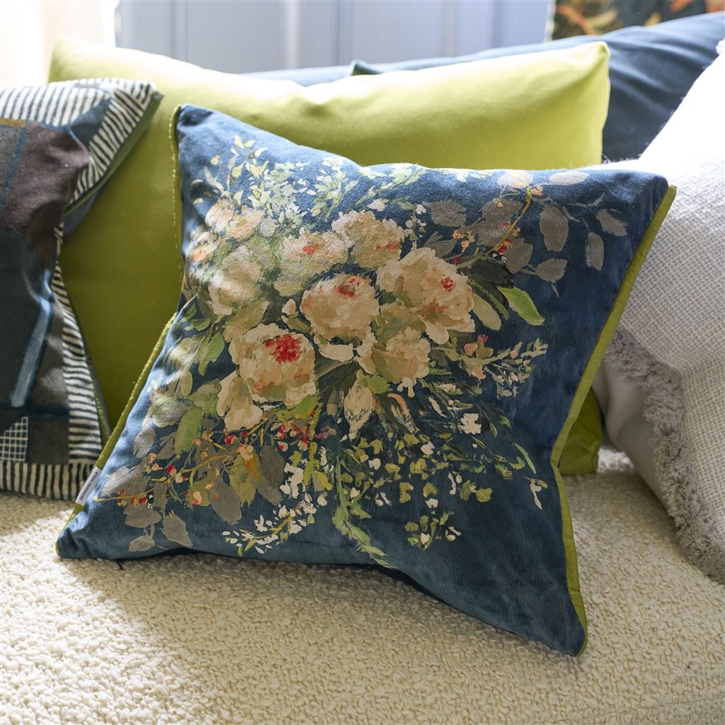 Designers Guild Margaretta Velours Noir Cushion at Fig Linens and Home - 15