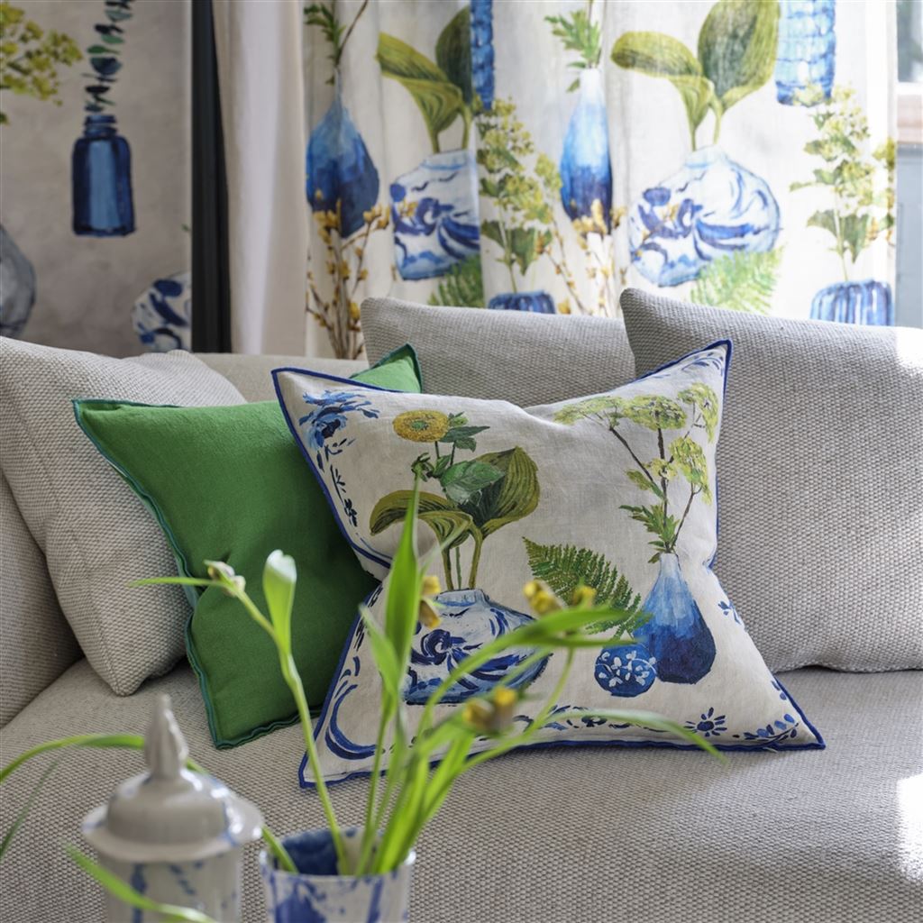 Designers Guild Kawana Linen Cobalt Cushion at Fig Linens and Home - 3