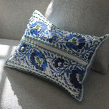 Designers Guild Enamel Flower Indigo Cotton Cushion at Fig Linens and Home - 4