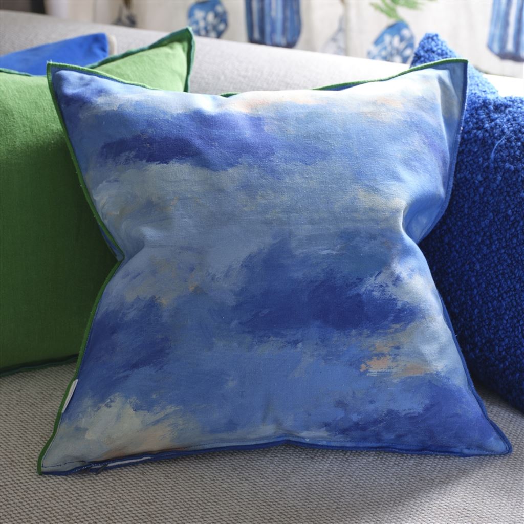 Designers Guild Matsu Cobalt Cotton Cushion at Fig Linens and Home - 9